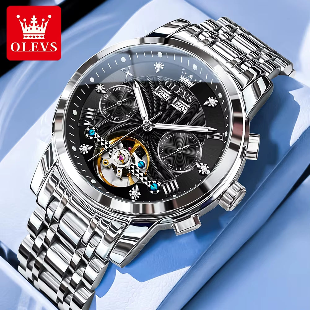 New Men'S Watches Waterproof Luminous Automatic Mechanical Watch for Man Original Luxury Skeleton Flywheel Male Watch 7088
