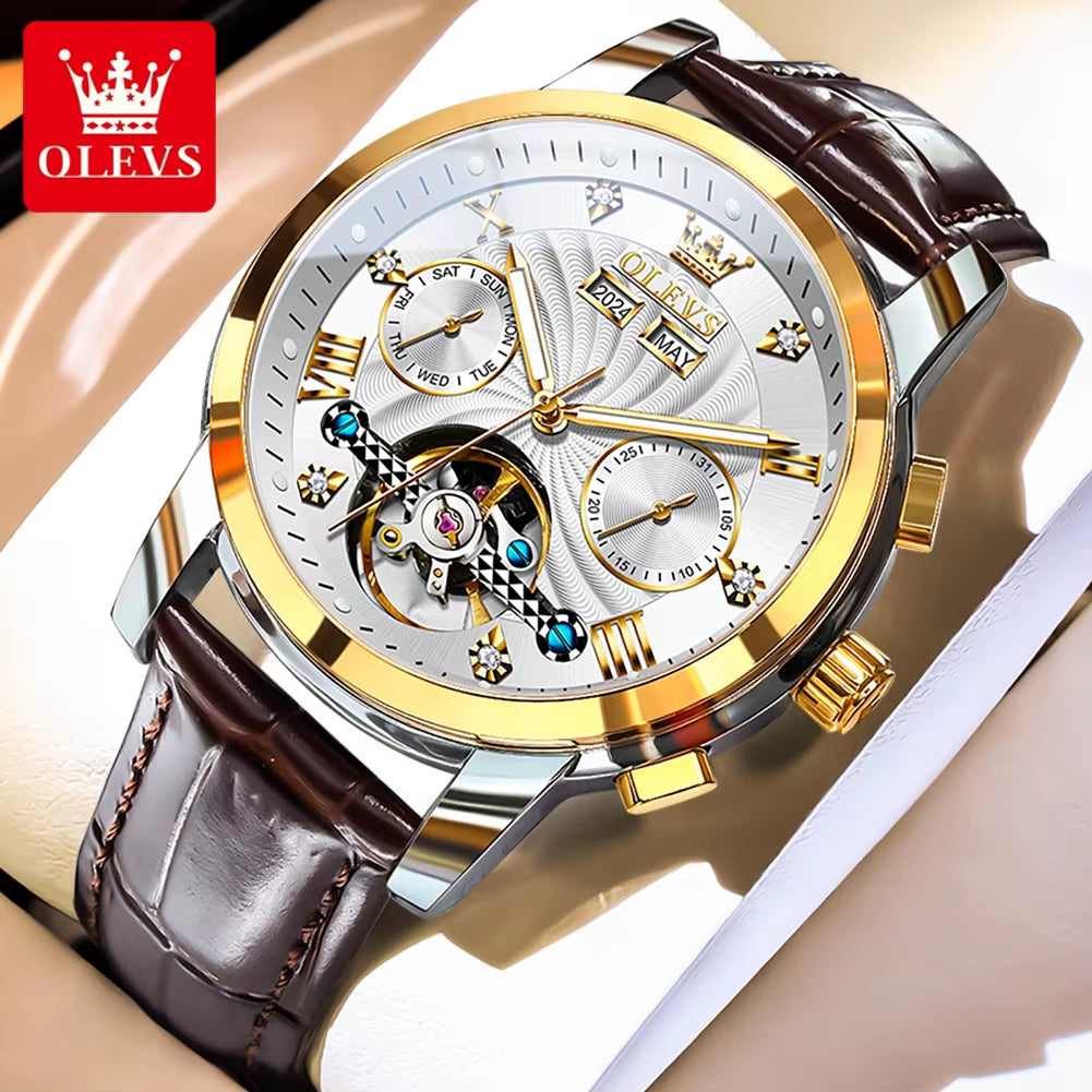 New Men'S Watches Waterproof Luminous Automatic Mechanical Watch for Man Original Luxury Skeleton Flywheel Male Watch 7088