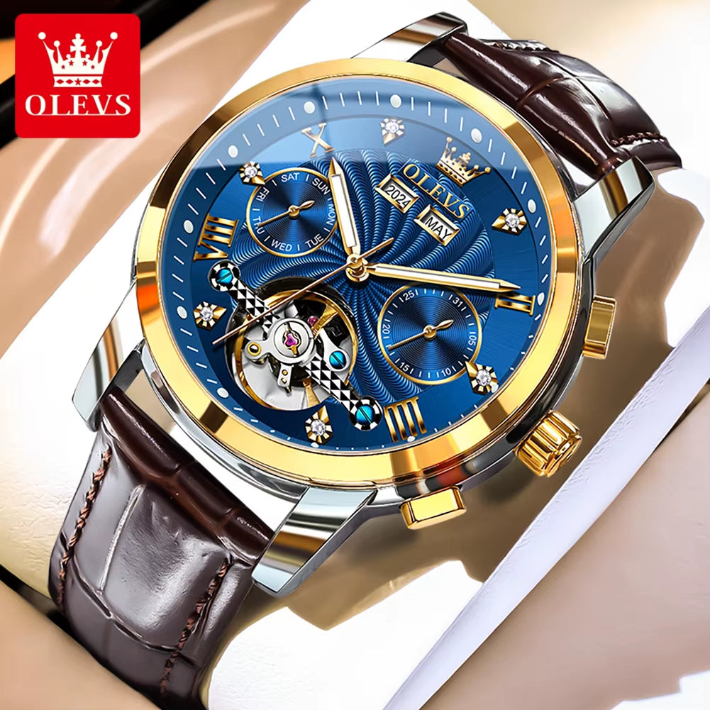 New Men'S Watches Waterproof Luminous Automatic Mechanical Watch for Man Original Luxury Skeleton Flywheel Male Watch 7088