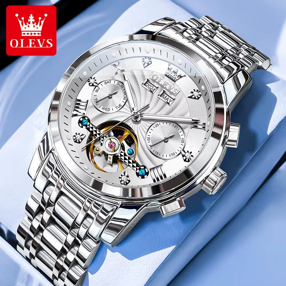 New Men'S Watches Waterproof Luminous Automatic Mechanical Watch for Man Original Luxury Skeleton Flywheel Male Watch 7088