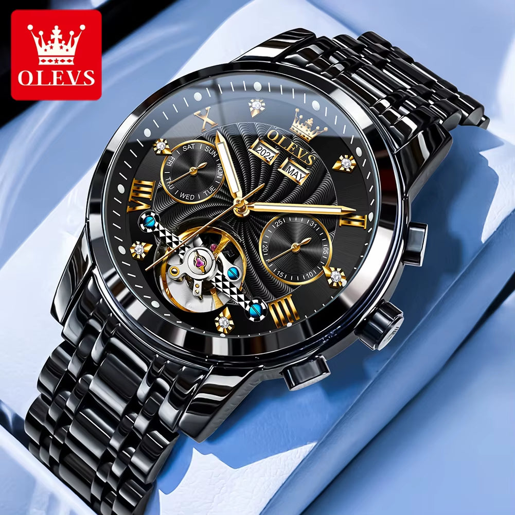 New Men'S Watches Waterproof Luminous Automatic Mechanical Watch for Man Original Luxury Skeleton Flywheel Male Watch 7088