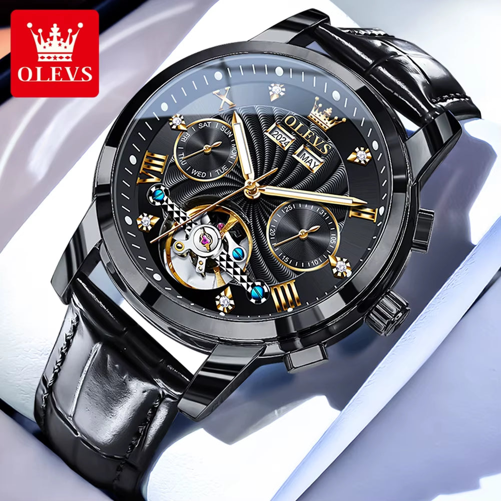New Men'S Watches Waterproof Luminous Automatic Mechanical Watch for Man Original Luxury Skeleton Flywheel Male Watch 7088