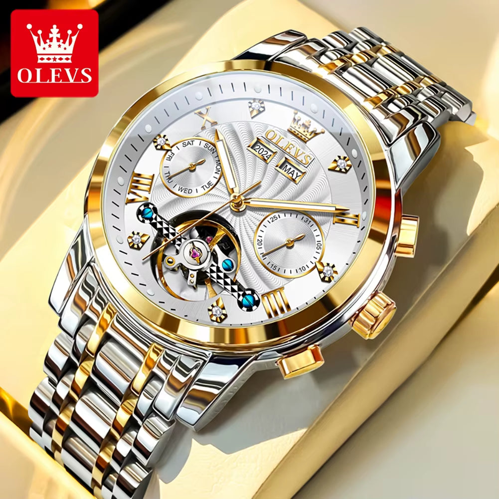 New Men'S Watches Waterproof Luminous Automatic Mechanical Watch for Man Original Luxury Skeleton Flywheel Male Watch 7088