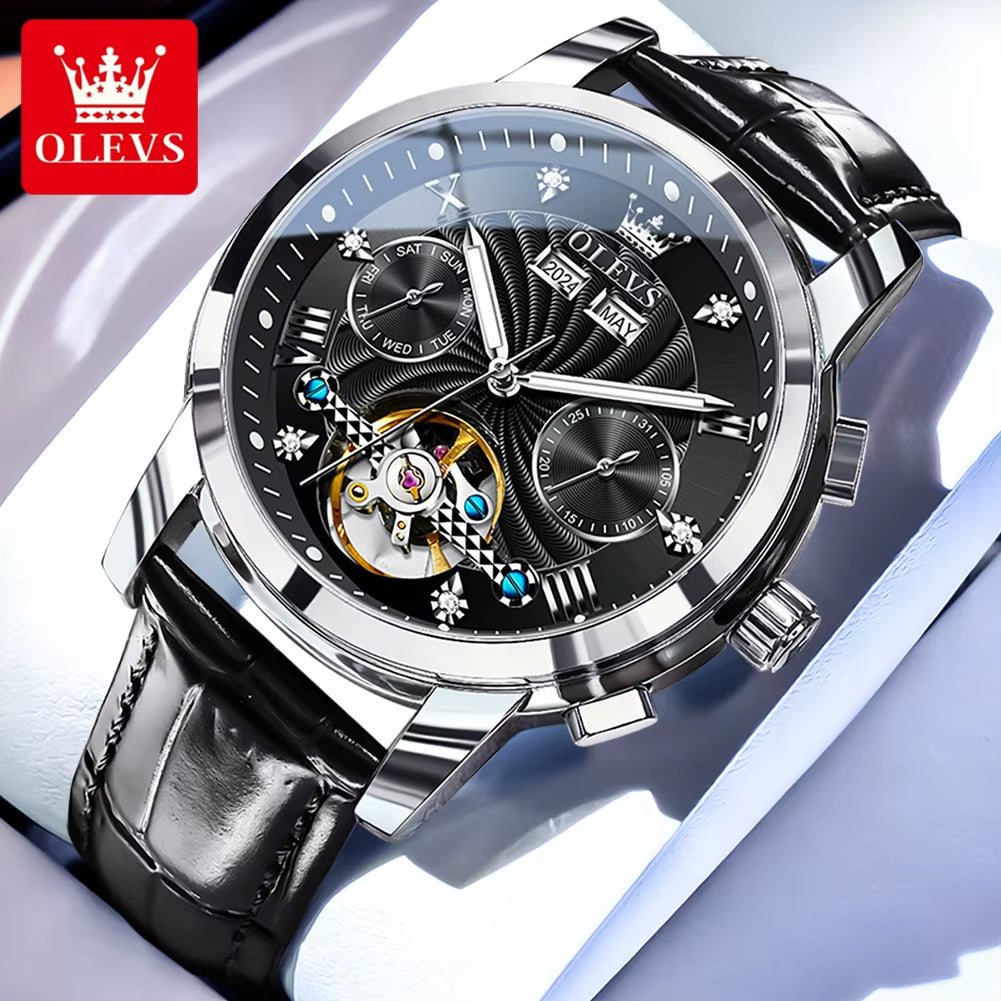 New Men'S Watches Waterproof Luminous Automatic Mechanical Watch for Man Original Luxury Skeleton Flywheel Male Watch 7088