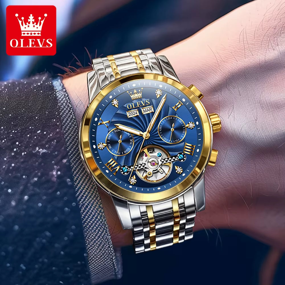 New Men'S Watches Waterproof Luminous Automatic Mechanical Watch for Man Original Luxury Skeleton Flywheel Male Watch 7088