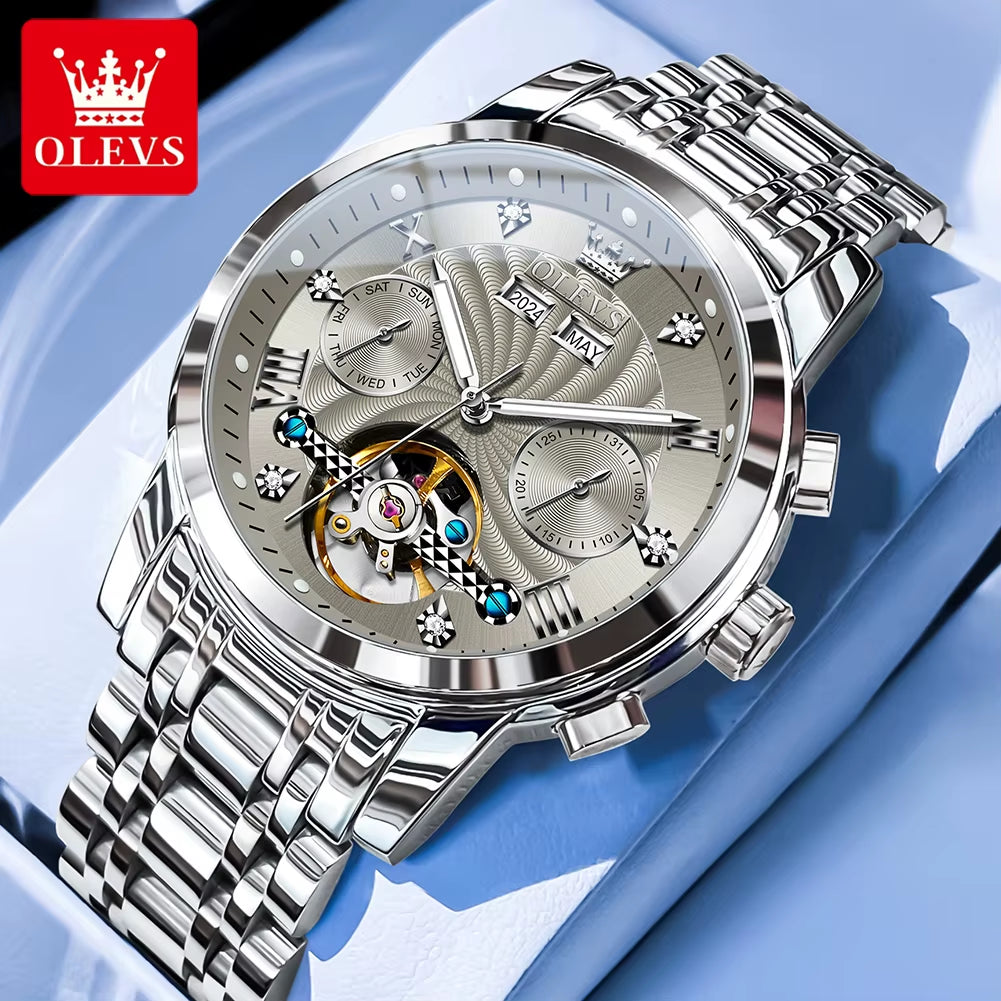New Men'S Watches Waterproof Luminous Automatic Mechanical Watch for Man Original Luxury Skeleton Flywheel Male Watch 7088