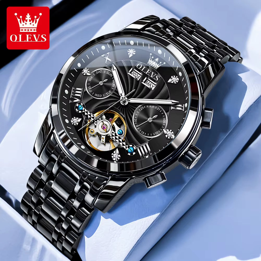 New Men'S Watches Waterproof Luminous Automatic Mechanical Watch for Man Original Luxury Skeleton Flywheel Male Watch 7088