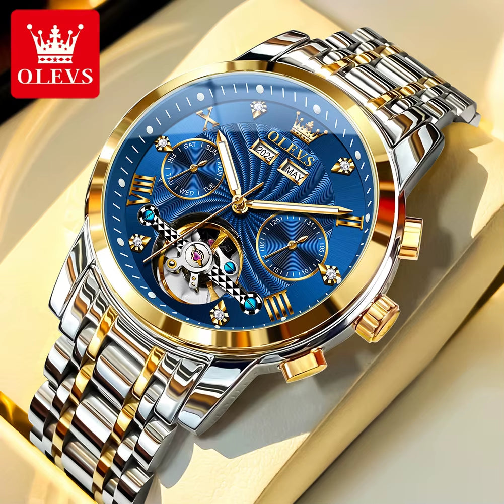 New Men'S Watches Waterproof Luminous Automatic Mechanical Watch for Man Original Luxury Skeleton Flywheel Male Watch 7088
