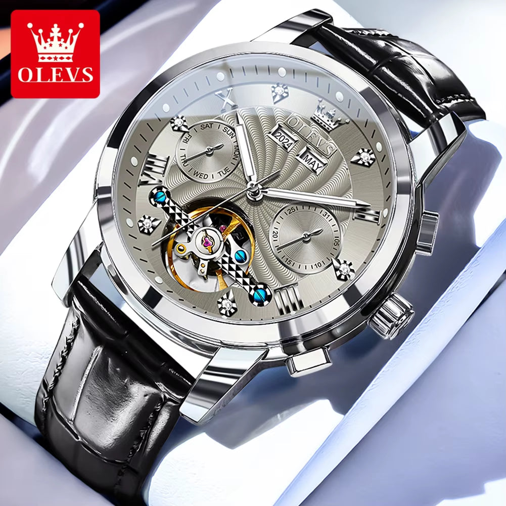 New Men'S Watches Waterproof Luminous Automatic Mechanical Watch for Man Original Luxury Skeleton Flywheel Male Watch 7088