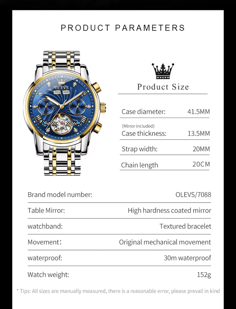 New Men'S Watches Waterproof Luminous Automatic Mechanical Watch for Man Original Luxury Skeleton Flywheel Male Watch 7088