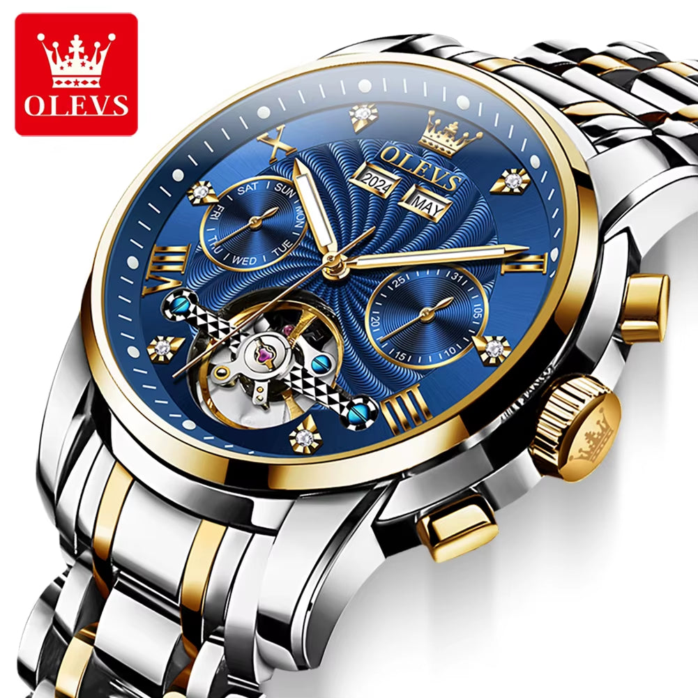 New Men'S Watches Waterproof Luminous Automatic Mechanical Watch for Man Original Luxury Skeleton Flywheel Male Watch 7088
